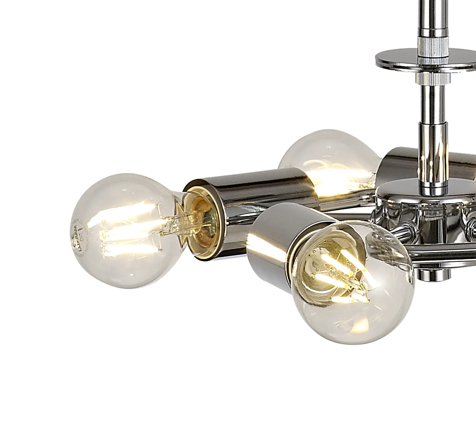 Baymont 60cm 5 Light Pendant Polished Chrome; Antique Gold/Ruby; Frosted Diffuser DK0480  Deco Baymont CH AG